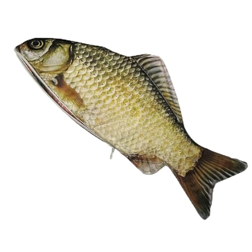 YBNKKUXKN Federmäppchen mit Karausche-Motiv, kreativer und skurriler Bleistiftbeutel mit gesalzenem Fisch, Schreibwarenetui, Schulbedarf von YBNKKUXKN