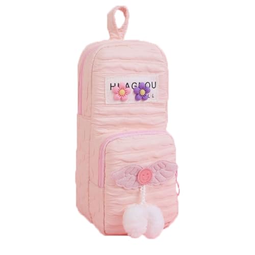 YBNKKUXKN Federmäppchen mit Schulbeginn, 3D-Big-Bleistifttasche, Beutelbox, Organizer, Stifteetui mit Griffen, ästhetisches Zubehör for Mädchen(Rose) von YBNKKUXKN