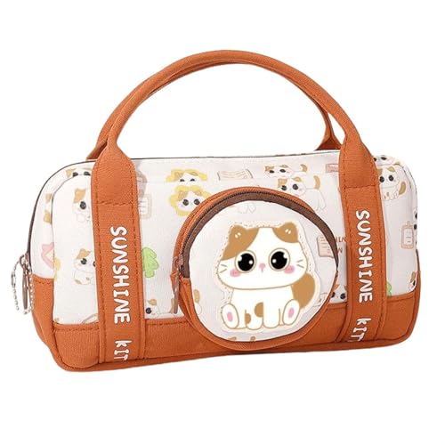 YBNKKUXKN Großes Federmäppchen, extra große Federtasche, weiche Federtasche, Organizer mit Reißverschluss, Schulbedarf for Teenager-Mädchen(Orange Cat) von YBNKKUXKN
