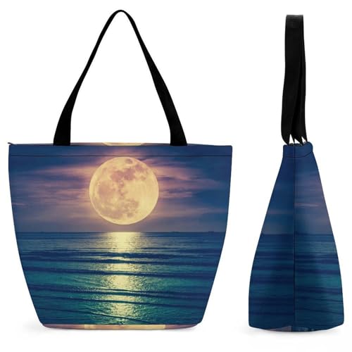 Fantasie-Meer Mond Damen Handtasche Shopper Umhängetasche Schultertasche Tragetasche Mit Reißverschluss 28.5x18x32.5cm von YBQLNP