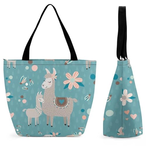 YBQLNP Alpaka Damen Handtasche Shopper Umhängetasche Schultertasche Tragetasche Mit Reißverschluss 28.5x18x32.5cm von YBQLNP