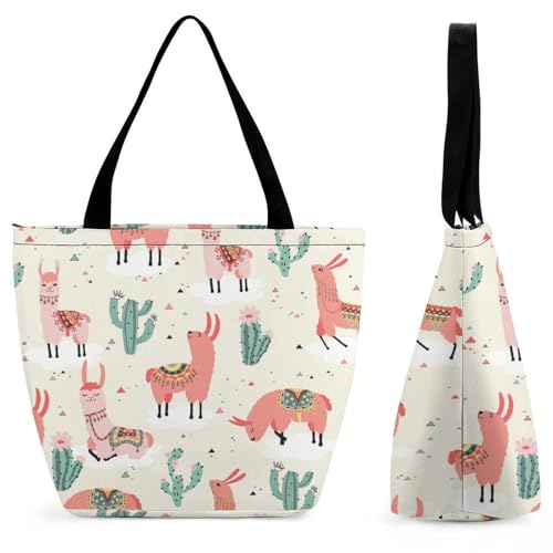 YBQLNP Alpaka Damen Handtasche Shopper Umhängetasche Schultertasche Tragetasche Mit Reißverschluss 28.5x18x32.5cm von YBQLNP