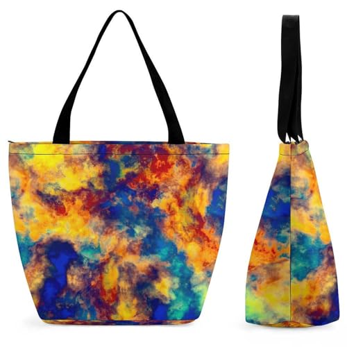 YBQLNP Aquarell Gelb Blau Damen Handtasche Shopper Umhängetasche Schultertasche Tragetasche Mit Reißverschluss 28.5x18x32.5cm YBQLNP Aquarell Gelb Blau Damen Handtasche Shopper Umhängetasche Schultertasche Tragetasche Mit Reißverschluss 28.5x18x32.5cm von YBQLNP