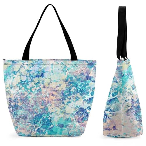 YBQLNP Aquarellblau Damen Handtasche Shopper Umhängetasche Schultertasche Tragetasche Mit Reißverschluss 28.5x18x32.5cm YBQLNP Aquarellblau Damen Handtasche Shopper Umhängetasche Schultertasche Tragetasche Mit Reißverschluss 28.5x18x32.5cm von YBQLNP