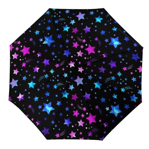 YBQLNP Automatischer Regenschirm Farbe Sterne Taschenschirm Winddicht Sturmfest Für Herren Damen Teenager von YBQLNP