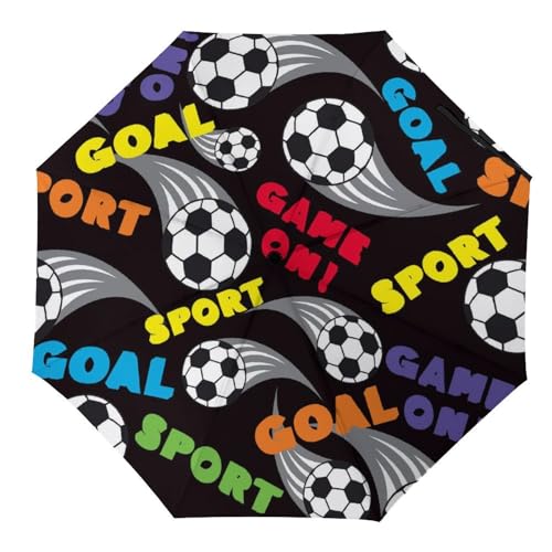 YBQLNP Automatischer Regenschirm Fußball Taschenschirm Winddicht Sturmfest Für Herren Damen Teenager von YBQLNP