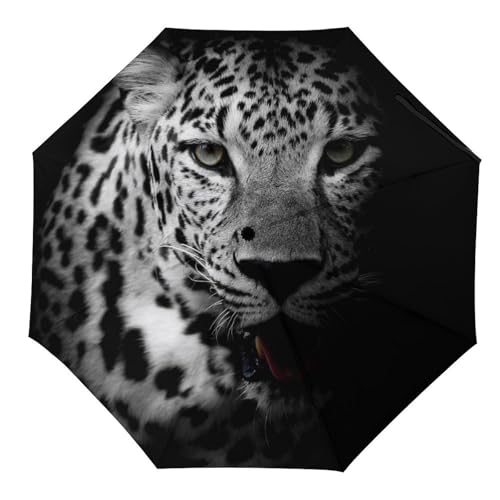 YBQLNP Automatischer Regenschirm Leopard Taschenschirm Winddicht Sturmfest Für Herren Damen Teenager von YBQLNP