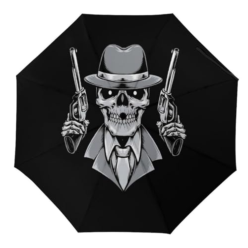 YBQLNP Automatischer Regenschirm Totenkopf Mann Taschenschirm Winddicht Sturmfest Für Herren Damen Teenager von YBQLNP
