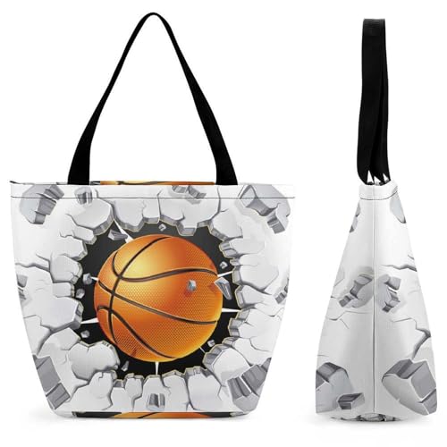 YBQLNP Basketball Damen Handtasche Shopper Umhängetasche Schultertasche Tragetasche Mit Reißverschluss 28.5x18x32.5cm von YBQLNP