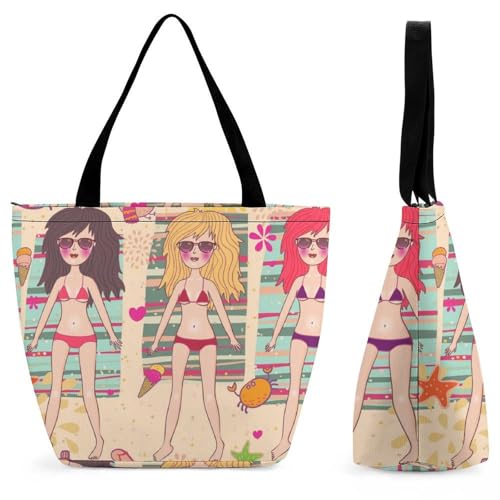 YBQLNP Bikini-Mädchen Damen Handtasche Shopper Umhängetasche Schultertasche Tragetasche Mit Reißverschluss 28.5x18x32.5cm von YBQLNP