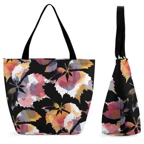 YBQLNP Blatt Rosa Damen Handtasche Shopper Umhängetasche Schultertasche Tragetasche Mit Reißverschluss 28.5x18x32.5cm von YBQLNP