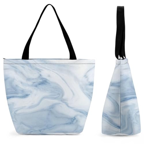 YBQLNP Blau-Weiße Murmel Damen Handtasche Shopper Umhängetasche Schultertasche Tragetasche Mit Reißverschluss 28.5x18x32.5cm von YBQLNP