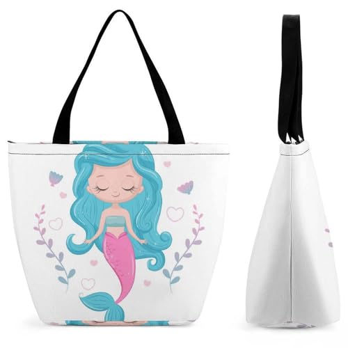 YBQLNP Blaue Meerjungfrau Damen Handtasche Shopper Umhängetasche Schultertasche Tragetasche Mit Reißverschluss 28.5x18x32.5cm von YBQLNP