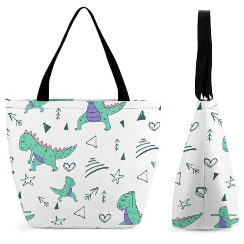 YBQLNP Blauer Dinosaurier Damen Handtasche Shopper Umhängetasche Schultertasche Tragetasche Mit Reißverschluss 28.5x18x32.5cm von YBQLNP