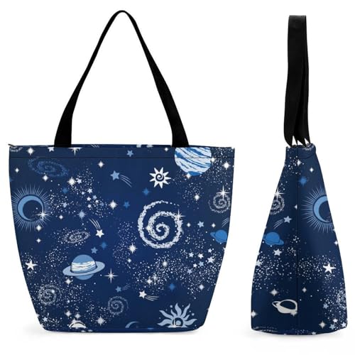 YBQLNP Blauer Planet Galaxie Damen Handtasche Shopper Umhängetasche Schultertasche Tragetasche Mit Reißverschluss 28.5x18x32.5cm YBQLNP Blauer Planet Galaxie Damen Handtasche Shopper Umhängetasche Schultertasche Tragetasche Mit Reißverschluss 28.5x18x32.5cm von YBQLNP