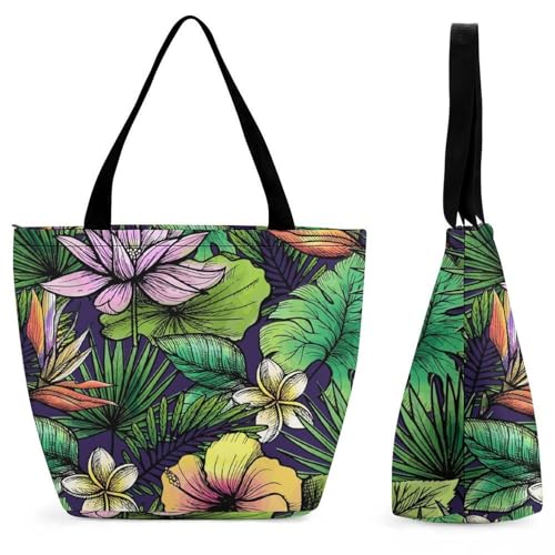 YBQLNP Blumen Damen Handtasche Shopper Umhängetasche Schultertasche Tragetasche Mit Reißverschluss 28.5x18x32.5cm von YBQLNP