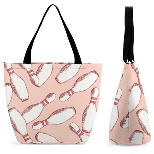 YBQLNP Bowling Damen Handtasche Shopper Umhängetasche Schultertasche Tragetasche Mit Reißverschluss 28.5x18x32.5cm von YBQLNP