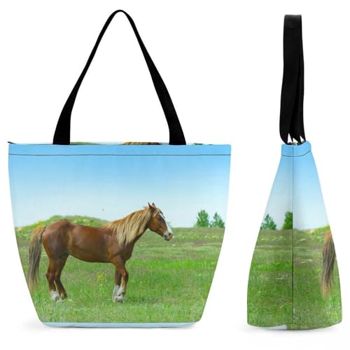 YBQLNP Braunes Damen Handtasche Shopper Umhängetasche Schultertasche Tragetasche Mit Reißverschluss 28.5x18x32.5cm von YBQLNP