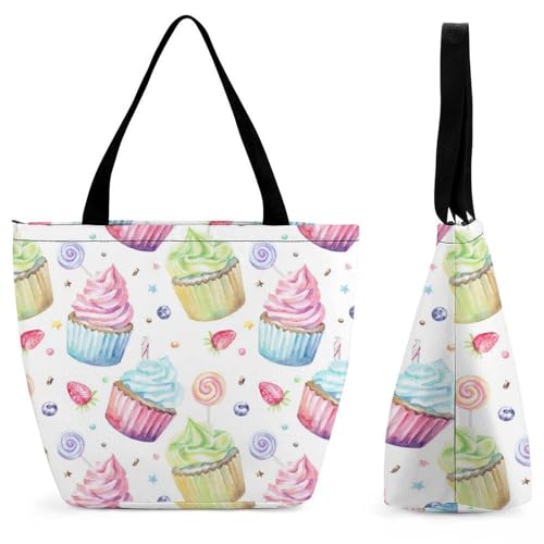 YBQLNP Bunter Kuchen Damen Handtasche Shopper Umhängetasche Schultertasche Tragetasche Mit Reißverschluss 28.5x18x32.5cm YBQLNP Bunter Kuchen Damen Handtasche Shopper Umhängetasche Schultertasche Tragetasche Mit Reißverschluss 28.5x18x32.5cm von YBQLNP