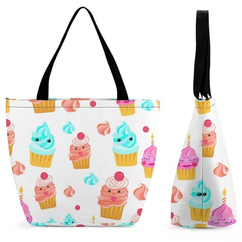 YBQLNP Bunter Kuchen Damen Handtasche Shopper Umhängetasche Schultertasche Tragetasche Mit Reißverschluss 28.5x18x32.5cm von YBQLNP