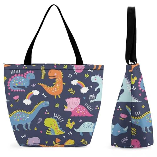 YBQLNP Dinosaurier Damen Handtasche Shopper Umhängetasche Schultertasche Tragetasche Mit Reißverschluss 28.5x18x32.5cm von YBQLNP