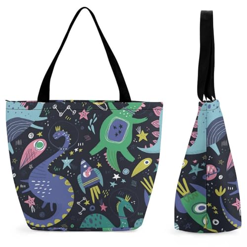 YBQLNP Dinosaurier Damen Handtasche Shopper Umhängetasche Schultertasche Tragetasche Mit Reißverschluss 28.5x18x32.5cm von YBQLNP