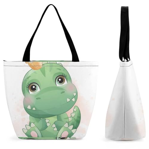 YBQLNP Dinosaurier Damen Handtasche Shopper Umhängetasche Schultertasche Tragetasche Mit Reißverschluss 28.5x18x32.5cm von YBQLNP