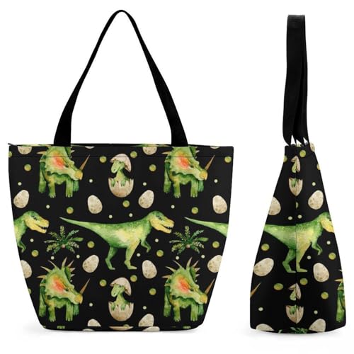 YBQLNP Dinosaurier Damen Handtasche Shopper Umhängetasche Schultertasche Tragetasche Mit Reißverschluss 28.5x18x32.5cm von YBQLNP