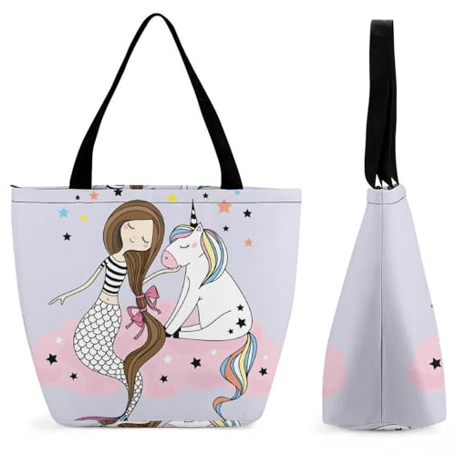 YBQLNP Einhorn Meerjungfrau Mädchen Damen Handtasche Shopper Umhängetasche Schultertasche Tragetasche Mit Reißverschluss 28.5x18x32.5cm YBQLNP Einhorn Meerjungfrau Mädchen Damen Handtasche Shopper Umhängetasche Schultertasche Tragetasche Mit Reißverschluss 28.5x18x32.5cm von YBQLNP