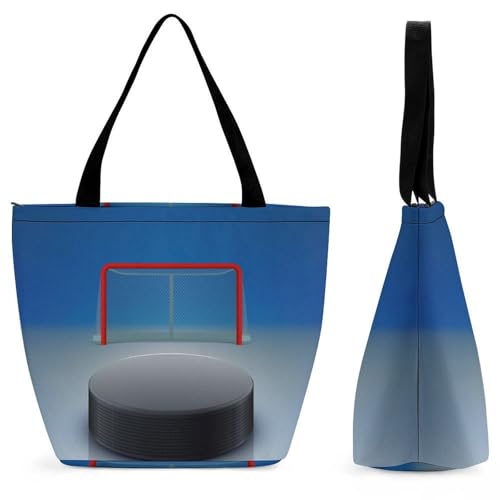 YBQLNP Eishockey Damen Handtasche Shopper Umhängetasche Schultertasche Tragetasche Mit Reißverschluss 28.5x18x32.5cm von YBQLNP