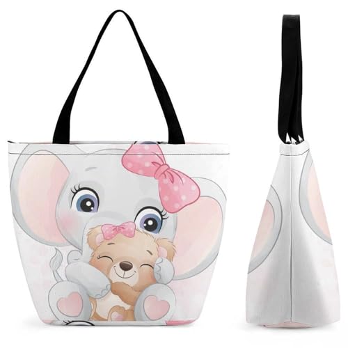 YBQLNP Elefant Puppe Damen Handtasche Shopper Umhängetasche Schultertasche Tragetasche Mit Reißverschluss 28.5x18x32.5cm von YBQLNP