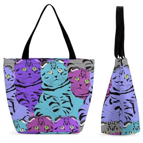 YBQLNP Farbe Katze Damen Handtasche Shopper Umhängetasche Schultertasche Tragetasche Mit Reißverschluss 28.5x18x32.5cm YBQLNP Farbe Katze Damen Handtasche Shopper Umhängetasche Schultertasche Tragetasche Mit Reißverschluss 28.5x18x32.5cm von YBQLNP