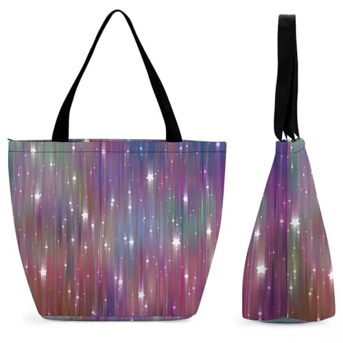 YBQLNP Farbglitter Damen Handtasche Shopper Umhängetasche Schultertasche Tragetasche Mit Reißverschluss 28.5x18x32.5cm von YBQLNP