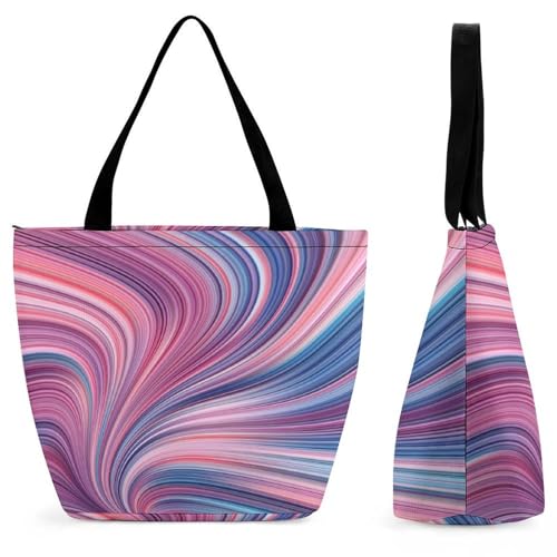 YBQLNP Farbig Gewellt Damen Handtasche Shopper Umhängetasche Schultertasche Tragetasche Mit Reißverschluss 28.5x18x32.5cm von YBQLNP