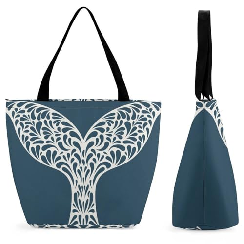 YBQLNP Fischschwanz Damen Handtasche Shopper Umhängetasche Schultertasche Tragetasche Mit Reißverschluss 28.5x18x32.5cm von YBQLNP