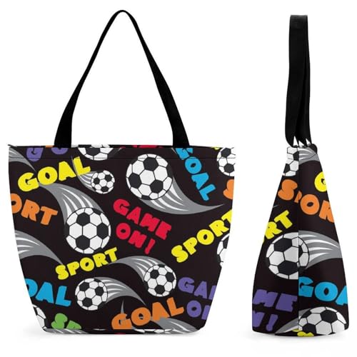 YBQLNP Fußball Damen Handtasche Shopper Umhängetasche Schultertasche Tragetasche Mit Reißverschluss 28.5x18x32.5cm von YBQLNP