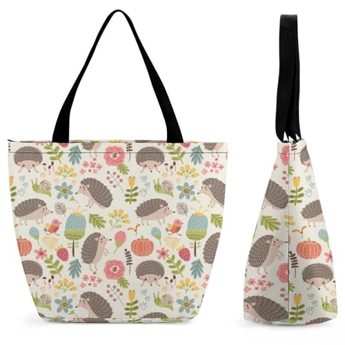 YBQLNP Gelber Igel Damen Handtasche Shopper Umhängetasche Schultertasche Tragetasche Mit Reißverschluss 28.5x18x32.5cm von YBQLNP