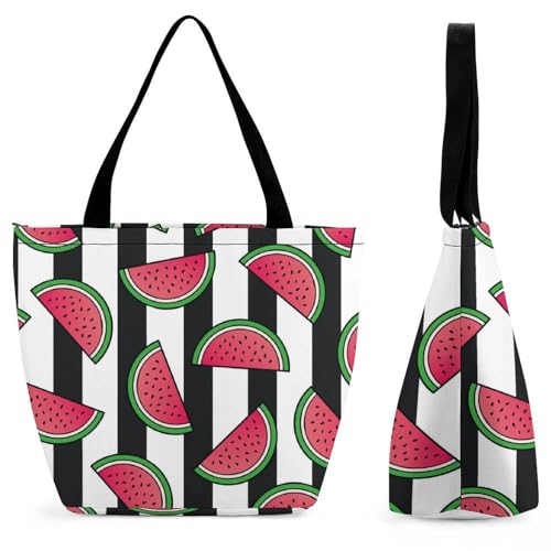 YBQLNP Gestreifte Wassermelone Damen Handtasche Shopper Umhängetasche Schultertasche Tragetasche Mit Reißverschluss 28.5x18x32.5cm YBQLNP Gestreifte Wassermelone Damen Handtasche Shopper Umhängetasche Schultertasche Tragetasche Mit Reißverschluss 28.5x18x32.5cm von YBQLNP