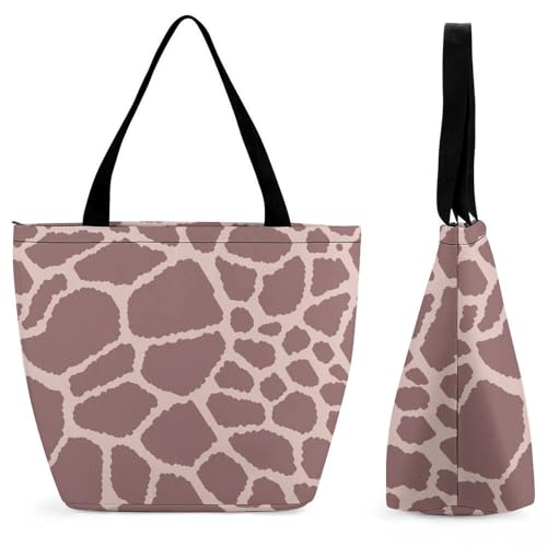 YBQLNP Giraffen-Textur Damen Handtasche Shopper Umhängetasche Schultertasche Tragetasche Mit Reißverschluss 28.5x18x32.5cm von YBQLNP