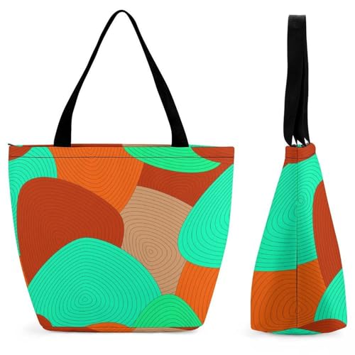 YBQLNP Grün Rot Orange Damen Handtasche Shopper Umhängetasche Schultertasche Tragetasche Mit Reißverschluss 28.5x18x32.5cm von YBQLNP