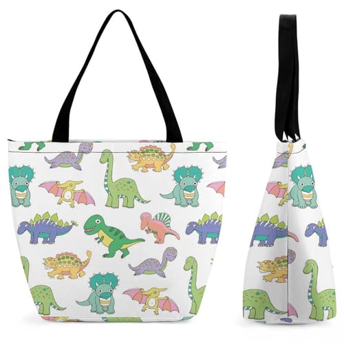 YBQLNP Grüne Dinosaurier Damen Handtasche Shopper Umhängetasche Schultertasche Tragetasche Mit Reißverschluss 28.5x18x32.5cm von YBQLNP