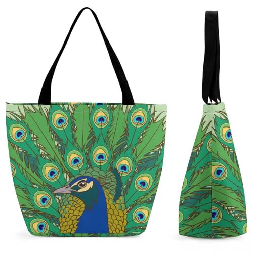 YBQLNP Grüne Pfauenfeder Damen Handtasche Shopper Umhängetasche Schultertasche Tragetasche Mit Reißverschluss 28.5x18x32.5cm YBQLNP Grüne Pfauenfeder Damen Handtasche Shopper Umhängetasche Schultertasche Tragetasche Mit Reißverschluss 28.5x18x32.5cm von YBQLNP