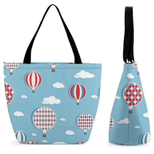 YBQLNP Heißluftballon Damen Handtasche Shopper Umhängetasche Schultertasche Tragetasche Mit Reißverschluss 28.5x18x32.5cm von YBQLNP