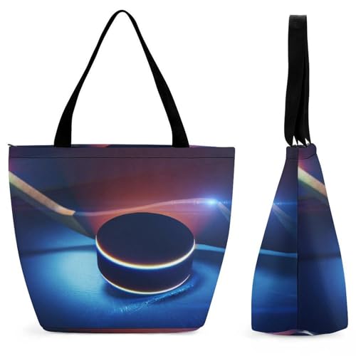 YBQLNP Hockey Sport Damen Handtasche Shopper Umhängetasche Schultertasche Tragetasche Mit Reißverschluss 28.5x18x32.5cm von YBQLNP