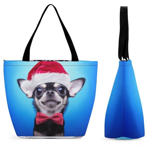 YBQLNP Hund Damen Handtasche Shopper Umhängetasche Schultertasche Tragetasche Mit Reißverschluss 28.5x18x32.5cm von YBQLNP
