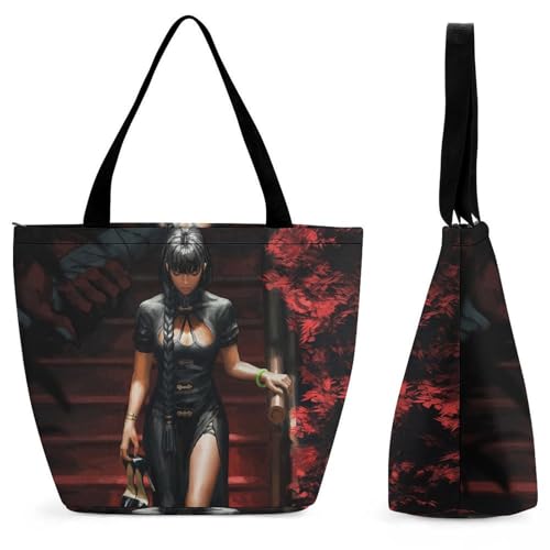 YBQLNP In Schwarzem Kleid Damen Handtasche Shopper Umhängetasche Schultertasche Tragetasche Mit Reißverschluss 28.5x18x32.5cm YBQLNP In Schwarzem Kleid Damen Handtasche Shopper Umhängetasche Schultertasche Tragetasche Mit Reißverschluss 28.5x18x32.5cm von YBQLNP