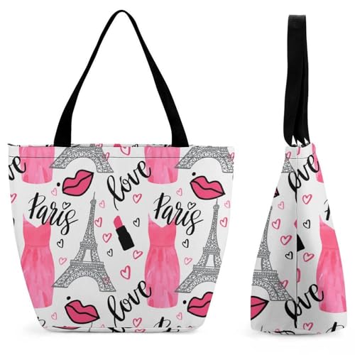 YBQLNP Kleider Paris Damen Handtasche Shopper Umhängetasche Schultertasche Tragetasche Mit Reißverschluss 28.5x18x32.5cm von YBQLNP