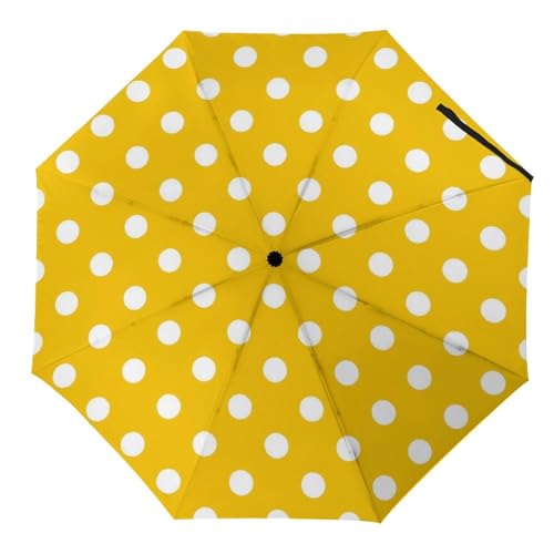 YBQLNP Kompakter Reise Regenschirm Weiße Punkte Taschenschirm Automatisch Auf Und Zu Faltbarer Sonnenschirm von YBQLNP