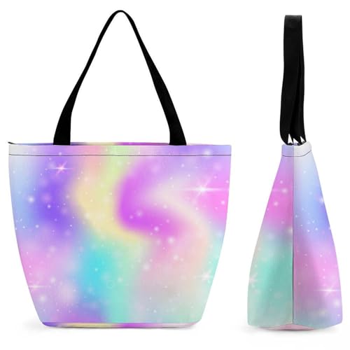 YBQLNP Leuchtender Regenbogen Damen Handtasche Shopper Umhängetasche Schultertasche Tragetasche Mit Reißverschluss 28.5x18x32.5cm YBQLNP Leuchtender Regenbogen Damen Handtasche Shopper Umhängetasche Schultertasche Tragetasche Mit Reißverschluss 28.5x18x32.5cm von YBQLNP