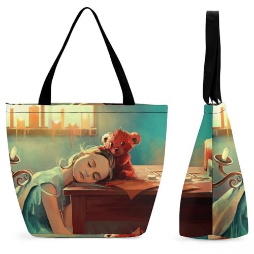 YBQLNP Mädchen Schlafend Damen Handtasche Shopper Umhängetasche Schultertasche Tragetasche Mit Reißverschluss 28.5x18x32.5cm YBQLNP Mädchen Schlafend Damen Handtasche Shopper Umhängetasche Schultertasche Tragetasche Mit Reißverschluss 28.5x18x32.5cm von YBQLNP
